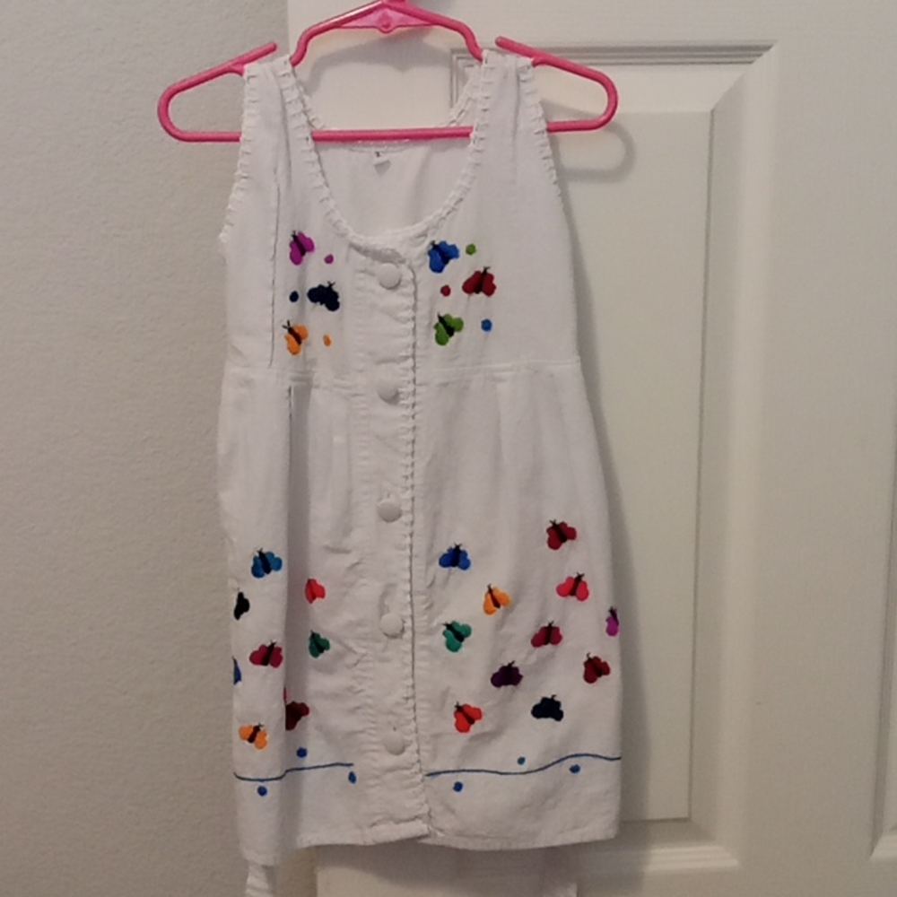 White, embroidered butterfly dress